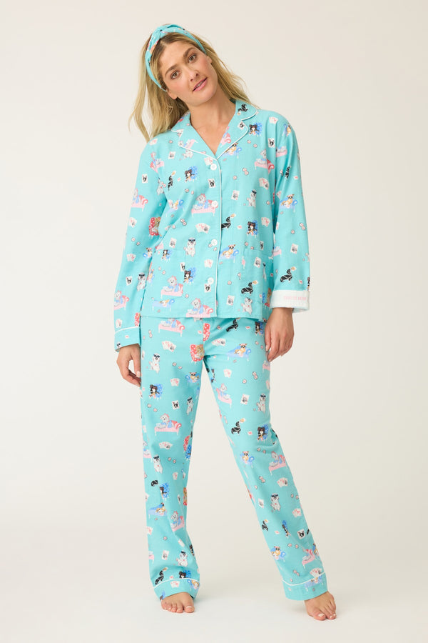 Pj Salvage Flannels This Is How I Roll Dog Print Flannel PJ Set